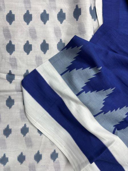 Royal Blue Mulmul Cotton saree