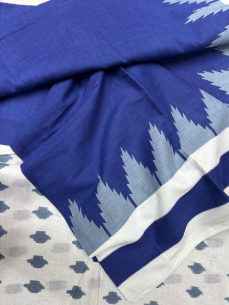 Royal Blue Mulmul Cotton saree