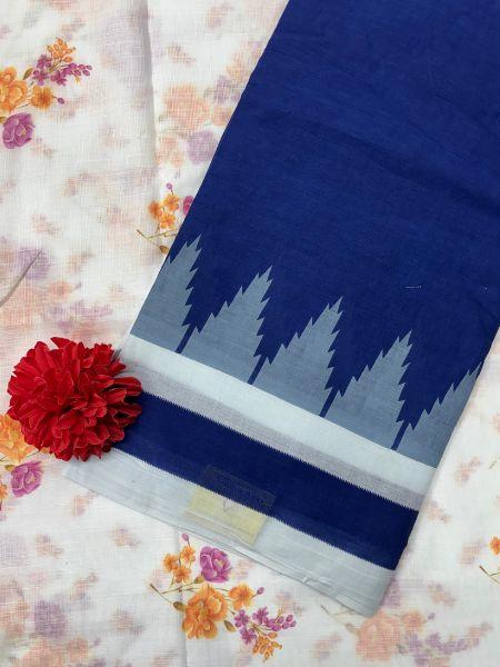 Royal Blue Mulmul Cotton saree